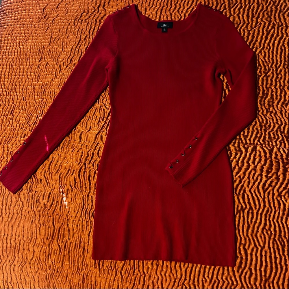 I.N. San Francisco red LS sweater dress